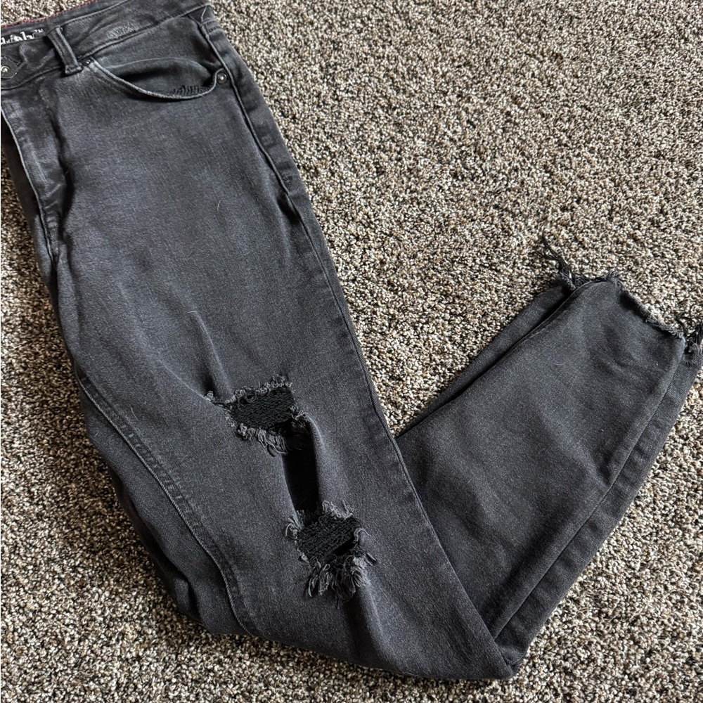 edgely™ Super Skinny High Rise Black Ripped Jeans size 10